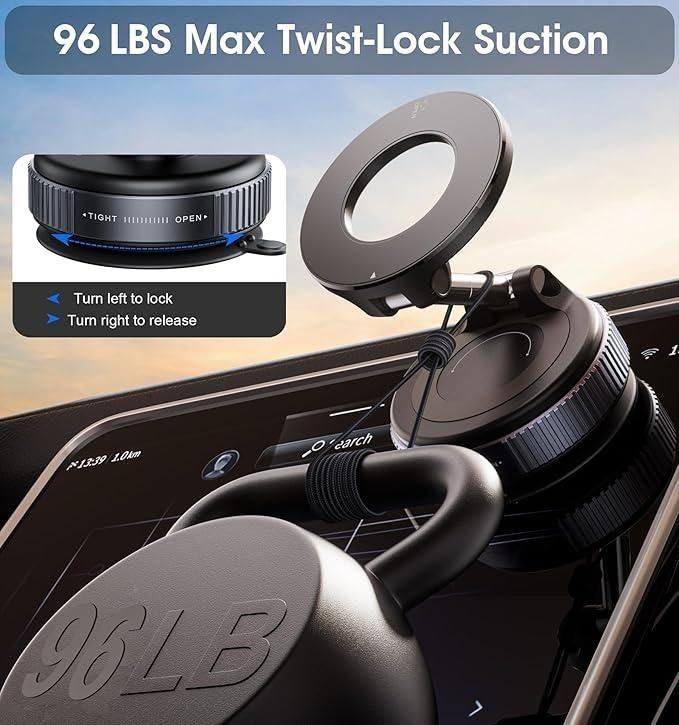 Vacuum Suction Magnetic Phone Holder – Hands-Free Strong Grip Stand for Mobile & Tablet