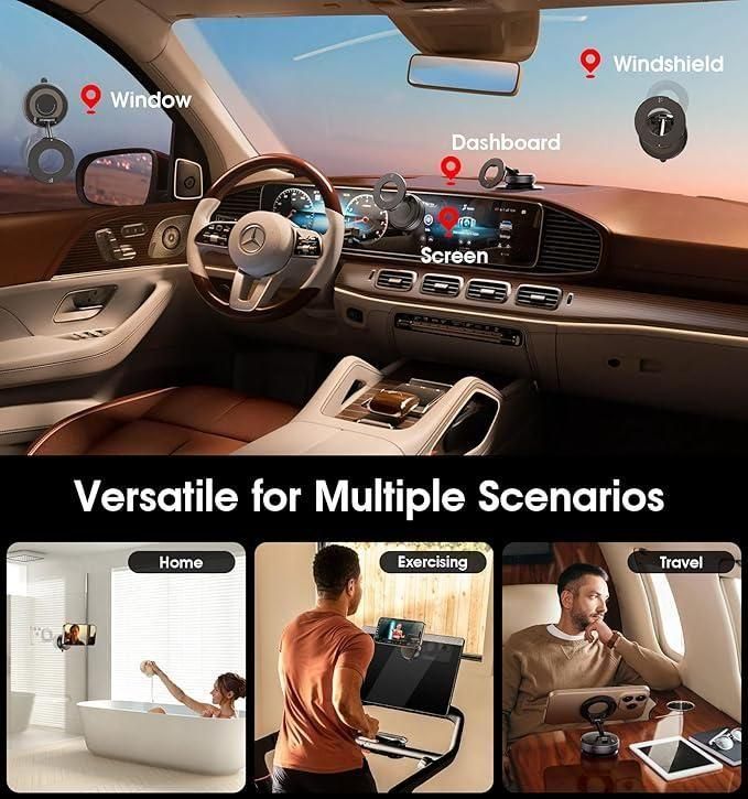 Vacuum Suction Magnetic Phone Holder – Hands-Free Strong Grip Stand for Mobile & Tablet