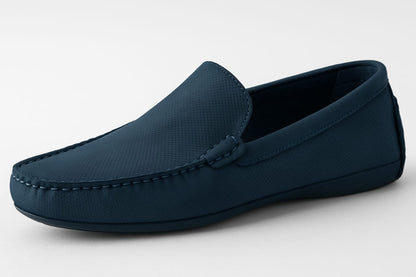 Blue Nubuck Pure Leather Loafers Shoes for Men