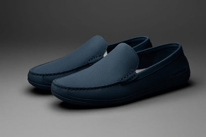 Blue Nubuck Pure Leather Loafers Shoes for Men